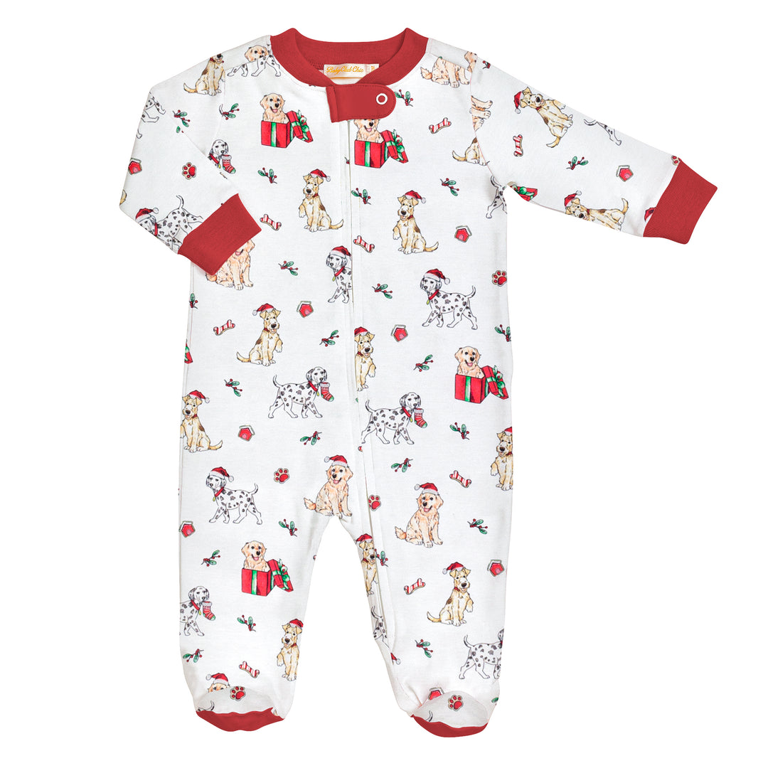Doggy Christmas Printed Zipped Footie
