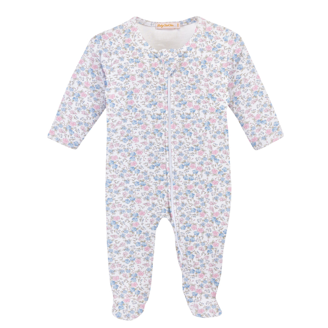 Tiny Floral Zipper Footie