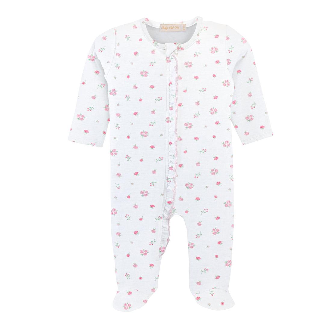 Tiny Rosebud Ruffle Zipper Footie