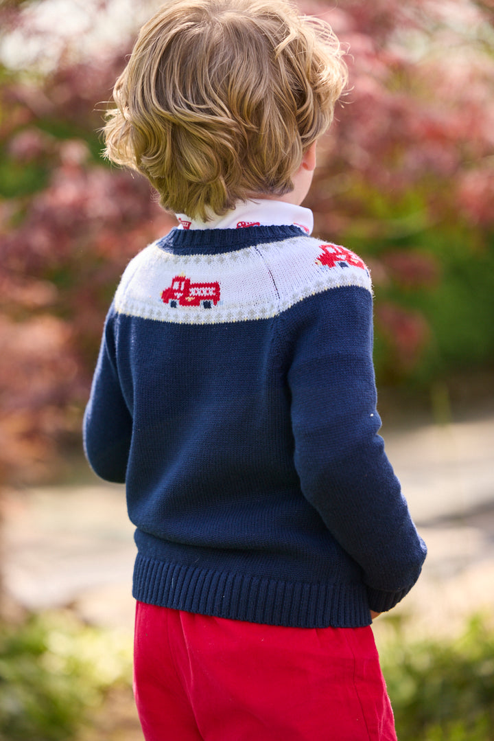 Fire Truck Fair Isle Sweater