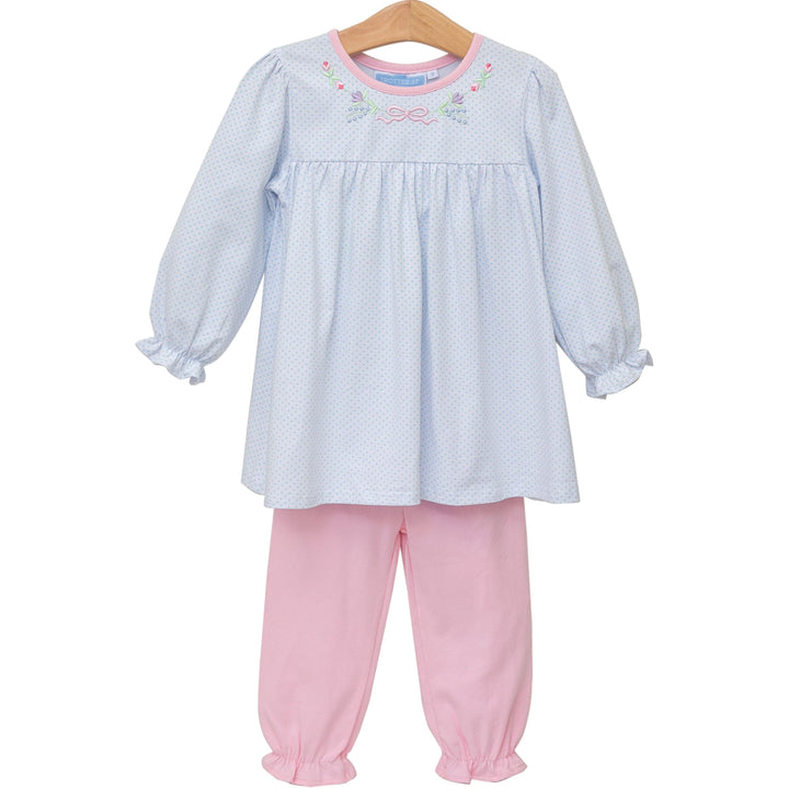 Floral Embroidery Pant Set