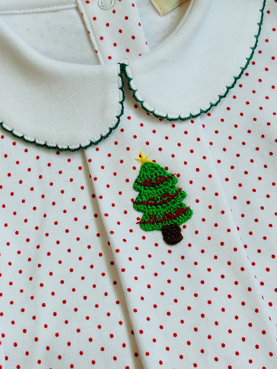 Knit Red Swiss Dot Set- Crochet Tree