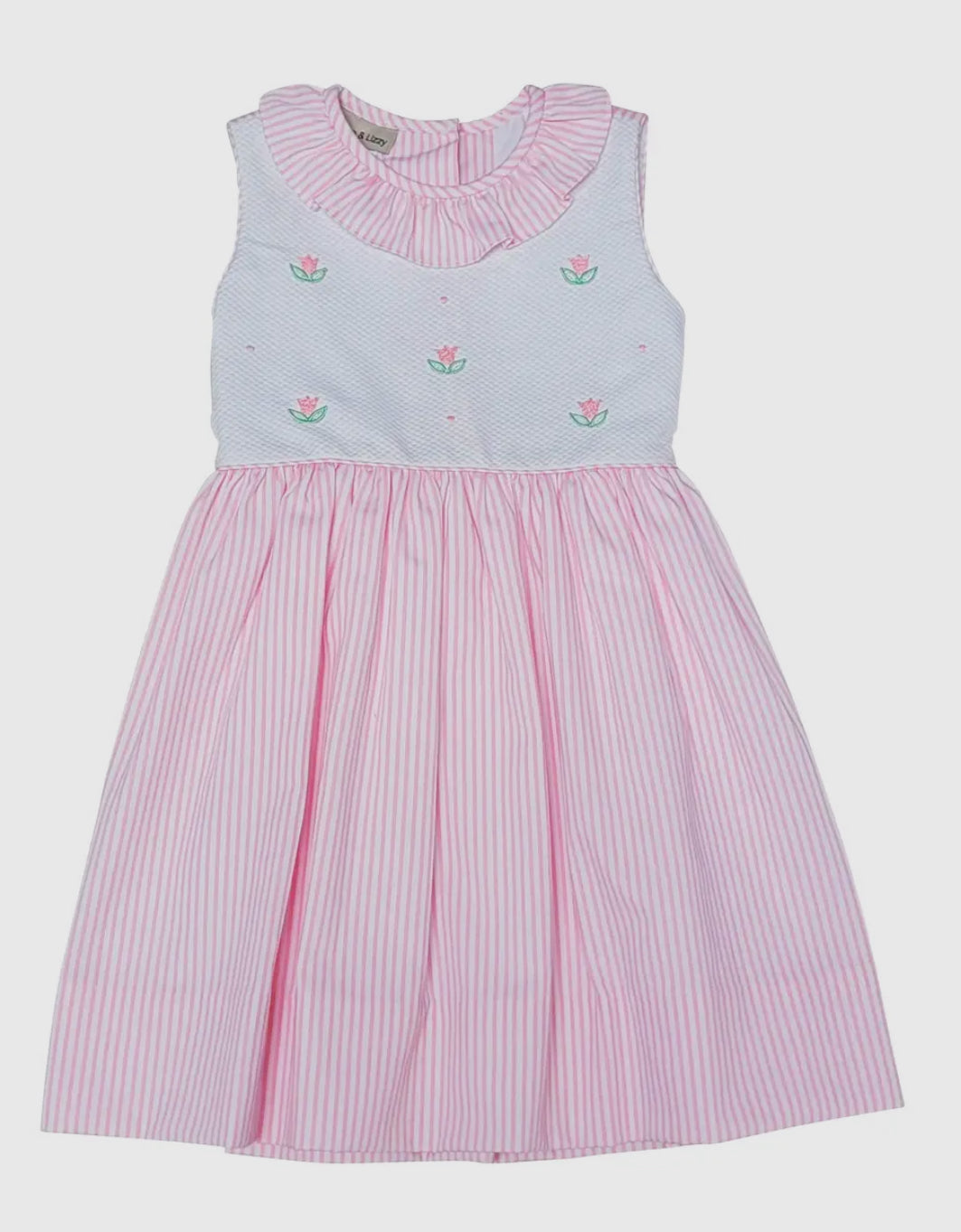 Serena Pink Embroidered Pique Dress