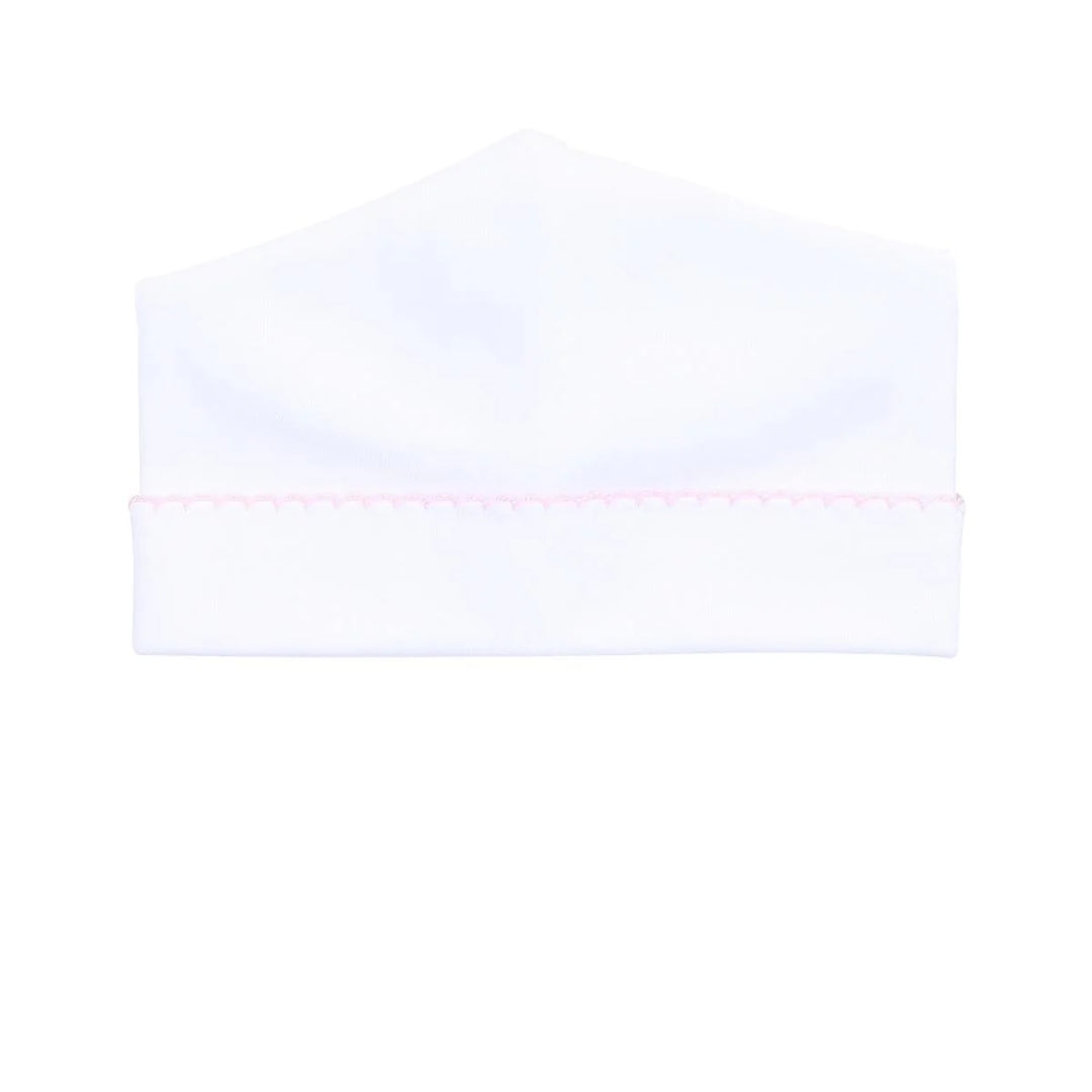 Magnolia Baby Hat- white with pink trim