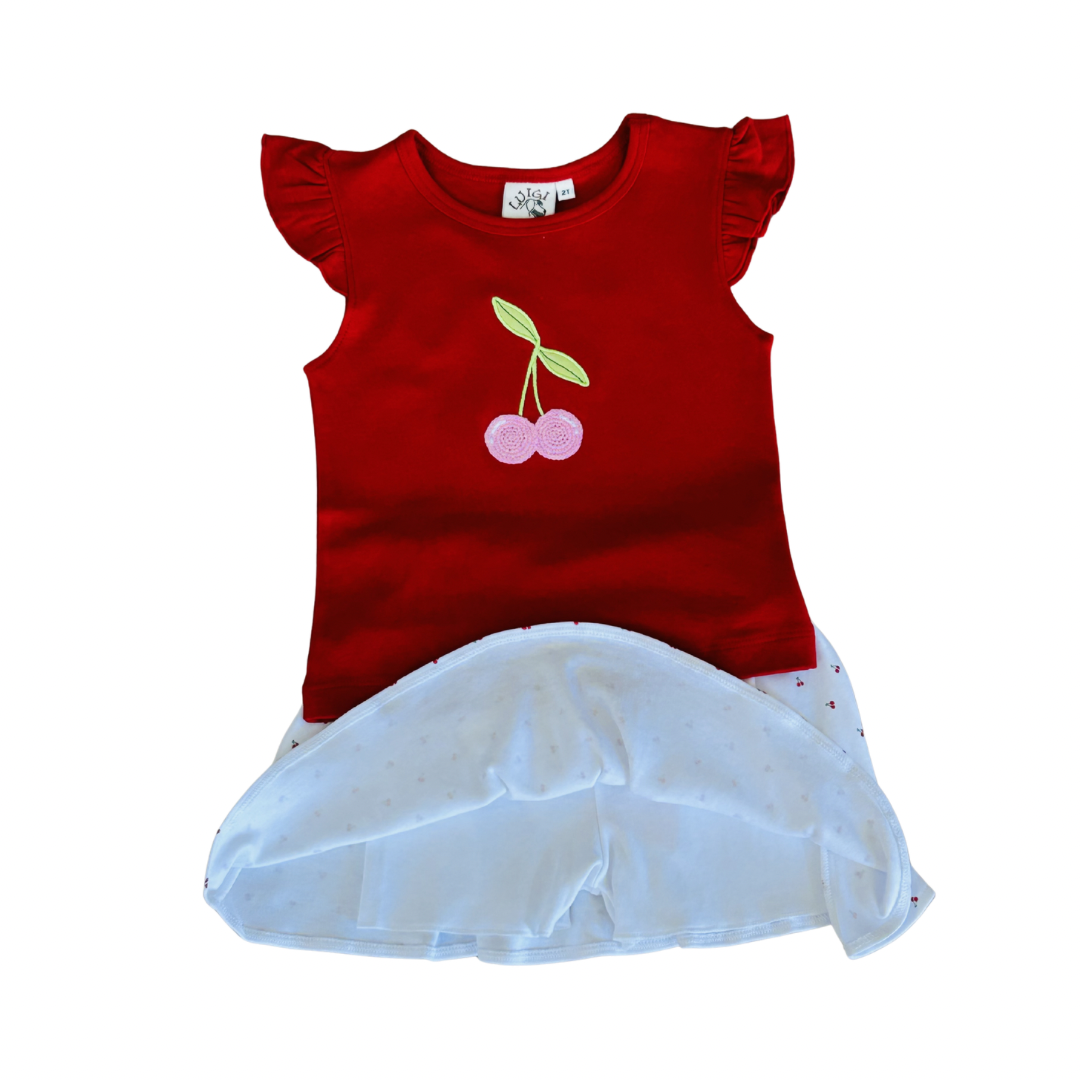 Skort Set- Cherries