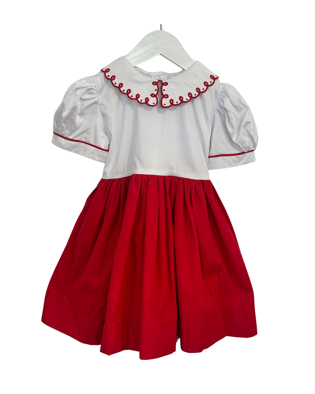 Red Embroidered Sash Dress