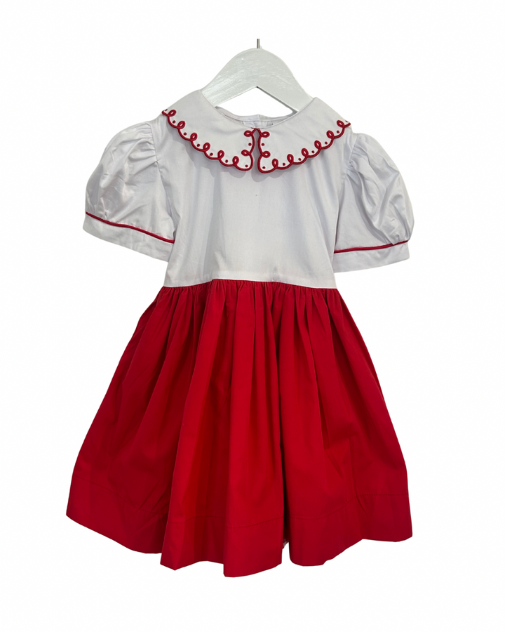 Red Embroidered Sash Dress