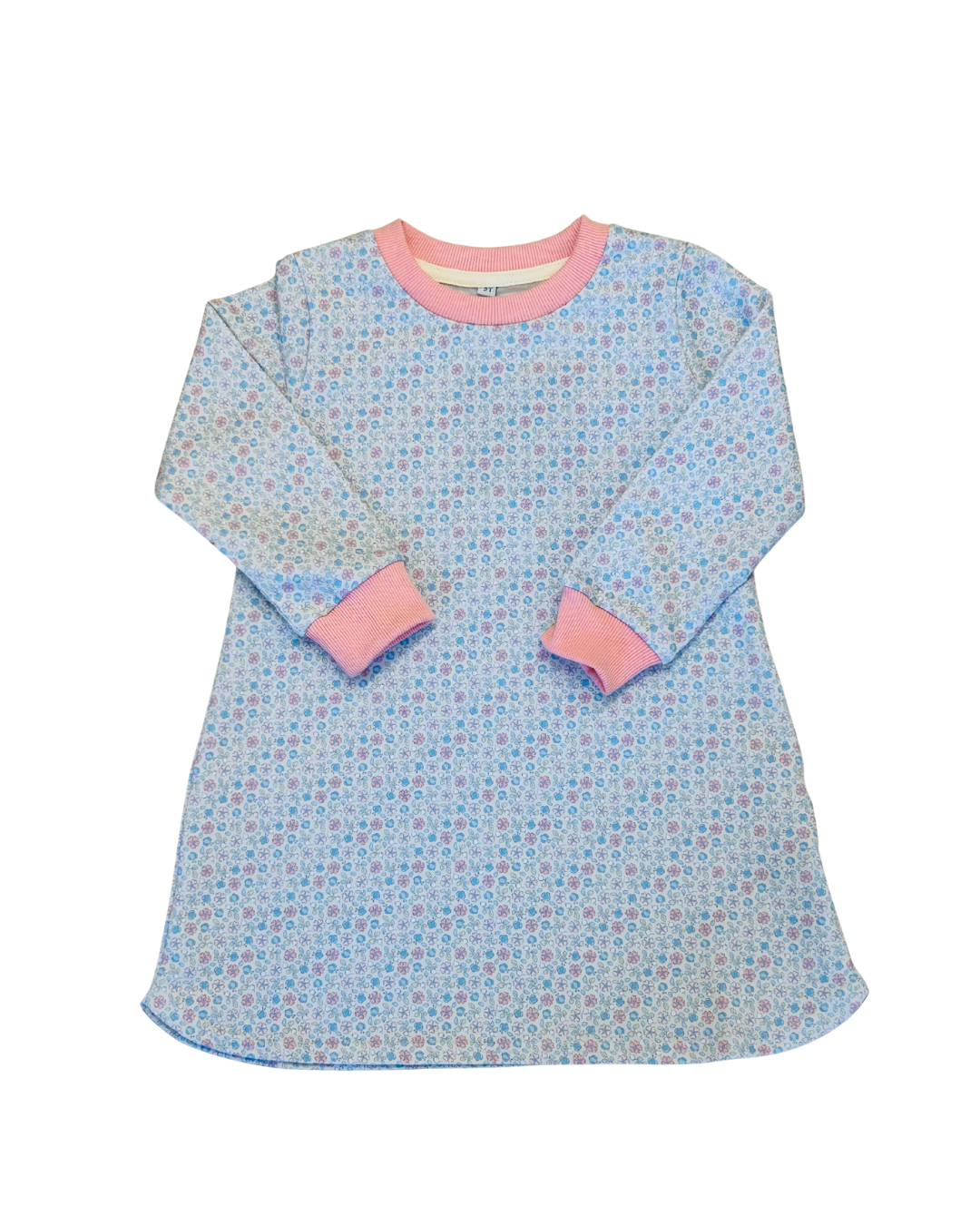 Sweatshirt Dress- Blue | Pink Floral