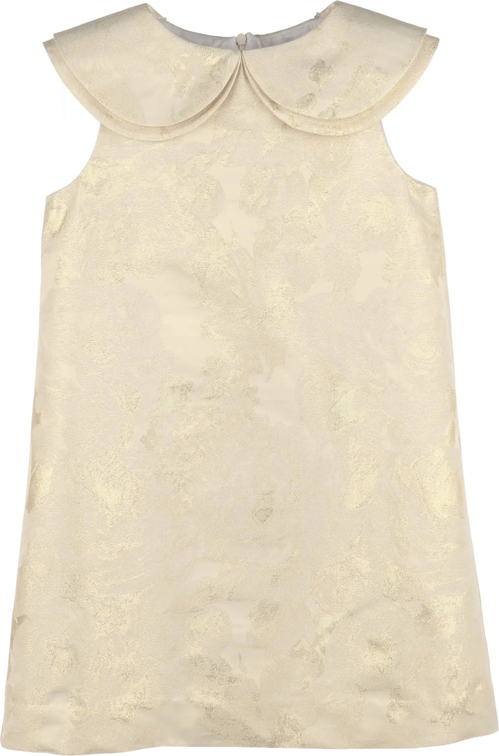 Golden Flowers A-line Dress- Gold
