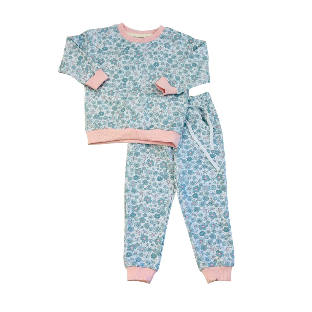 Ice Blue Floral Jogger Set