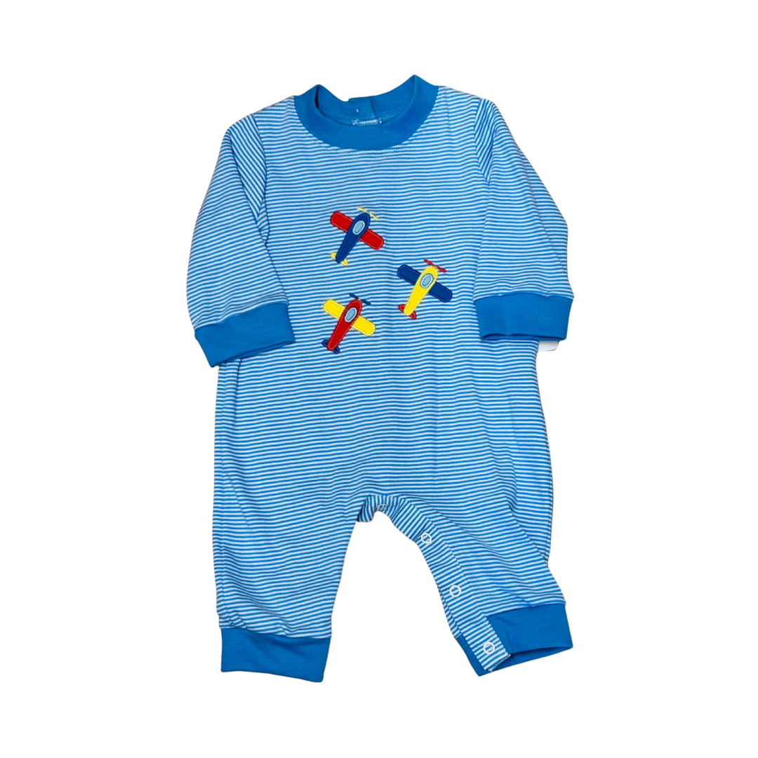 Long Knit Romper- Airplanes Applique