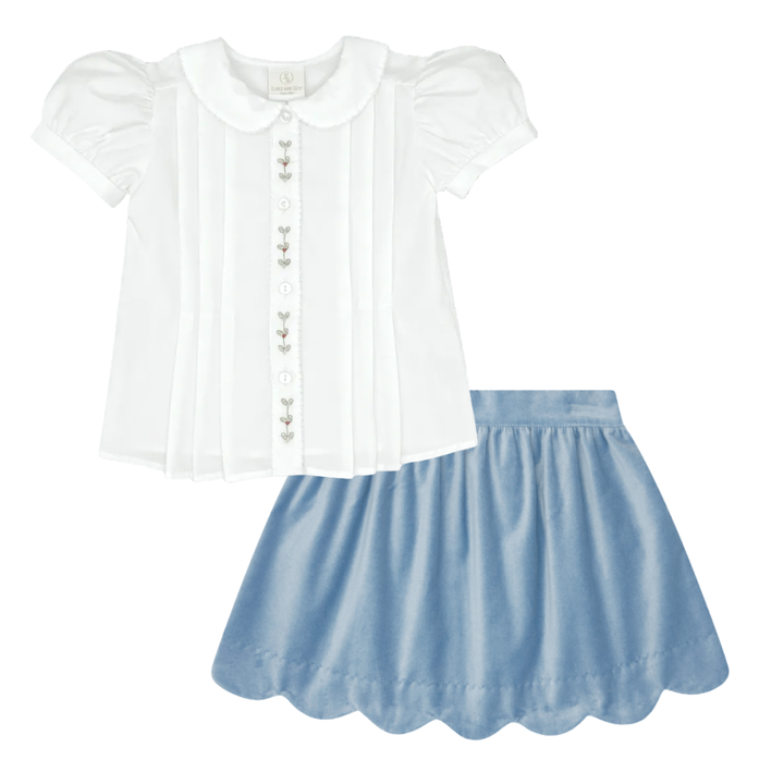 Beaufort Blue Velvet Skirt Set