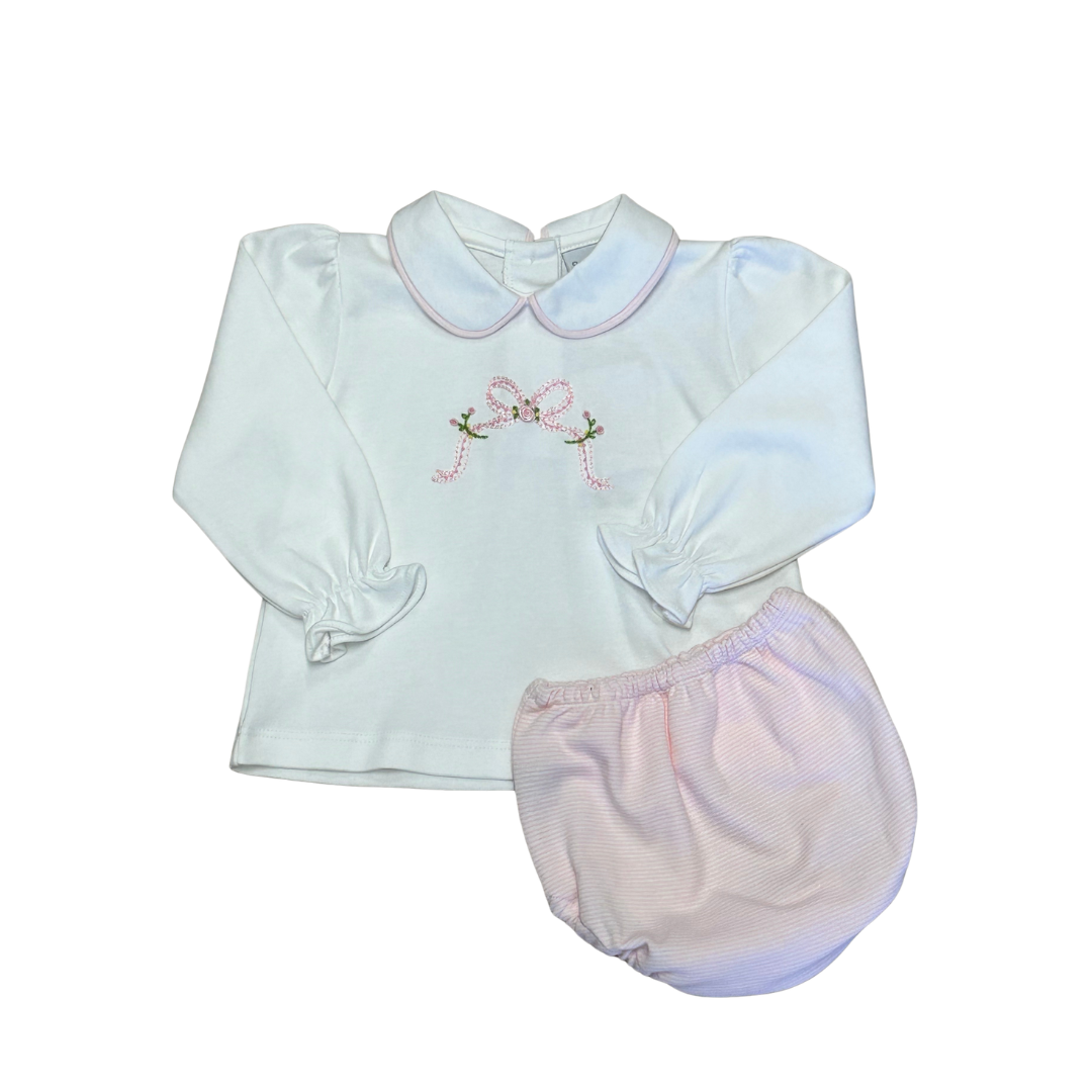 Pima Cotton Diaper Set- Floral Bow