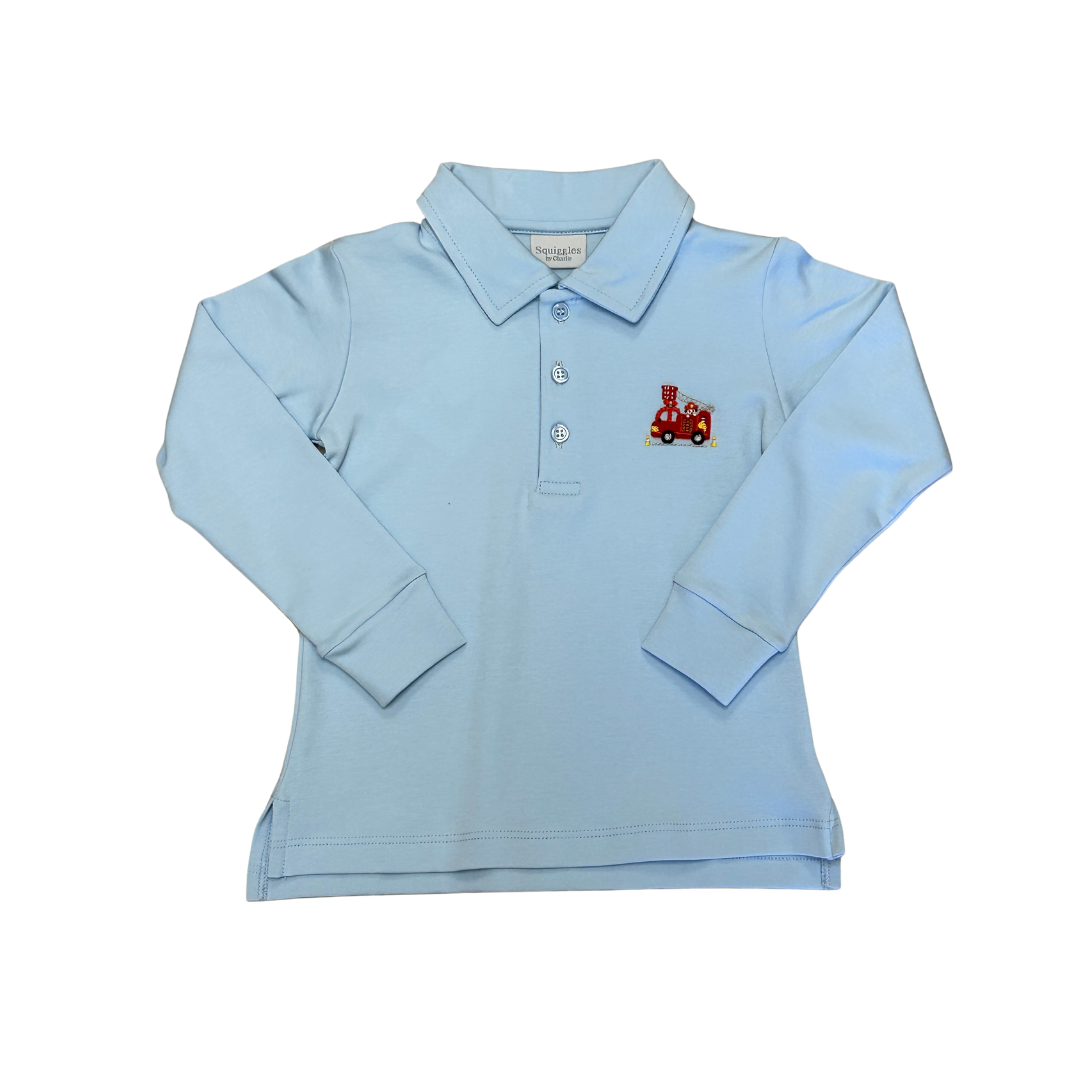 Long Sleeve Polo- Firetruck