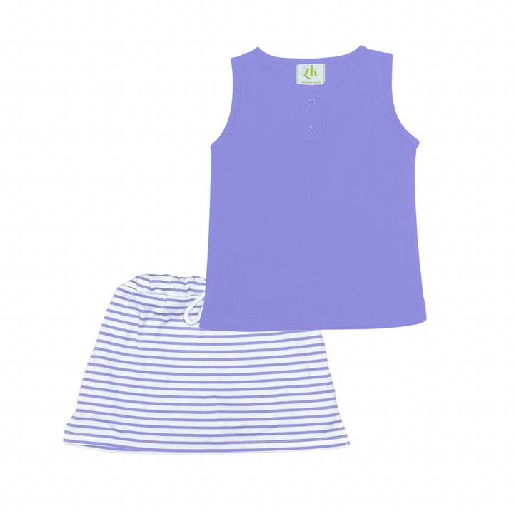 Miley Skort Set- Lavender Stripe