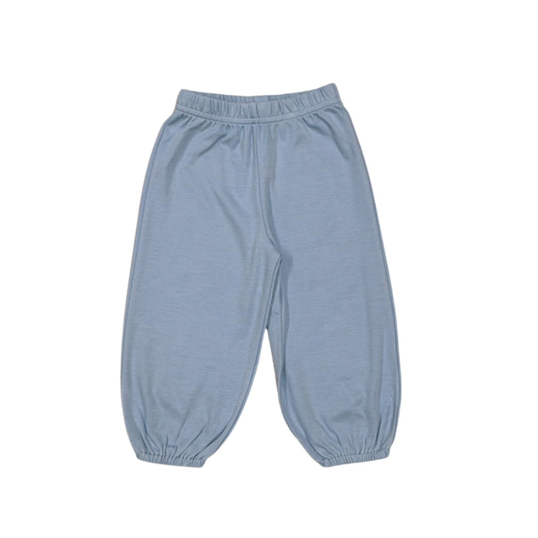Knit pants- elastic and straight leg, light blue