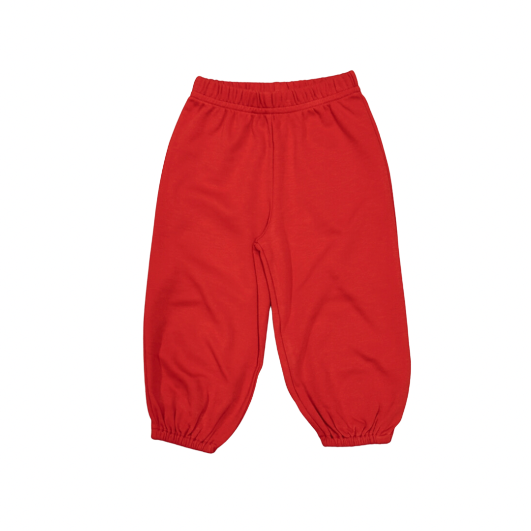 Corduroy pants with banded leg, red