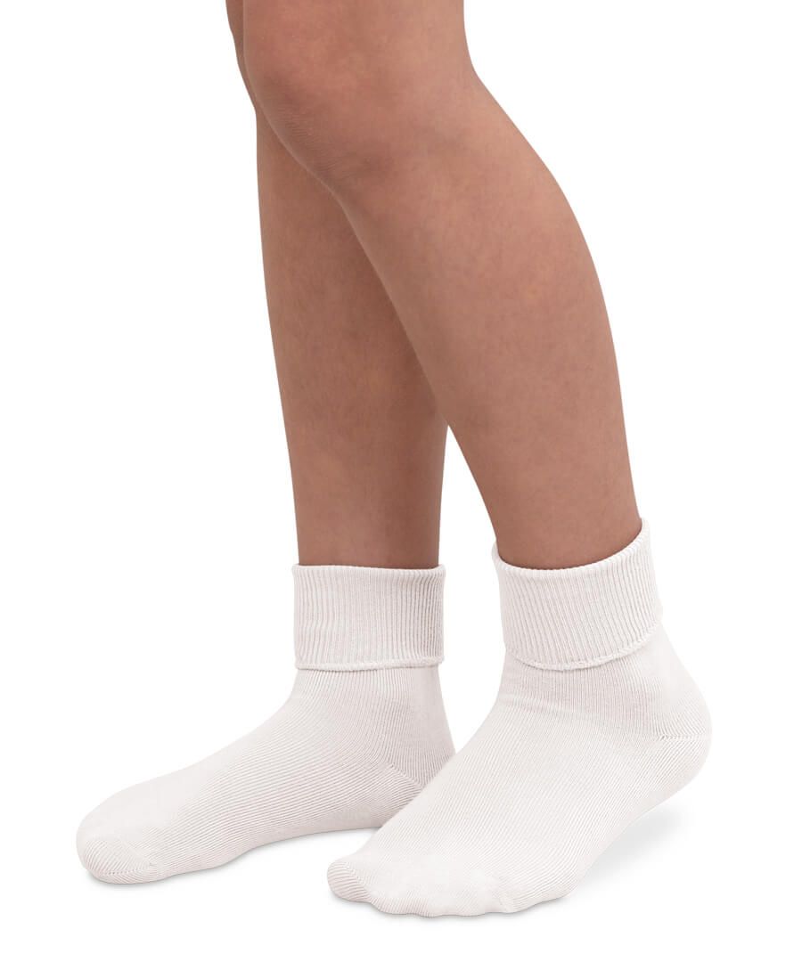 Turn cuff ruffle socks- white