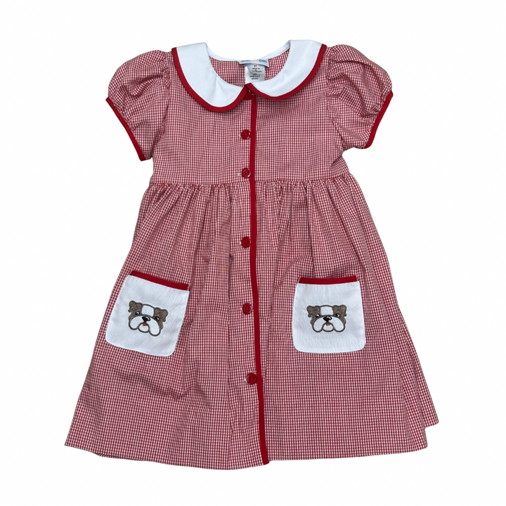 Red Bulldog Embroidery Dress