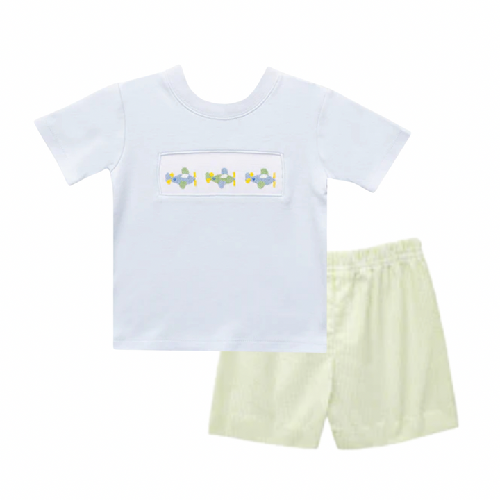 Smocked Tee and Short Set- Airplane