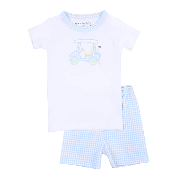 Little Caddie Applique Toddler Short Pajamas- Blue