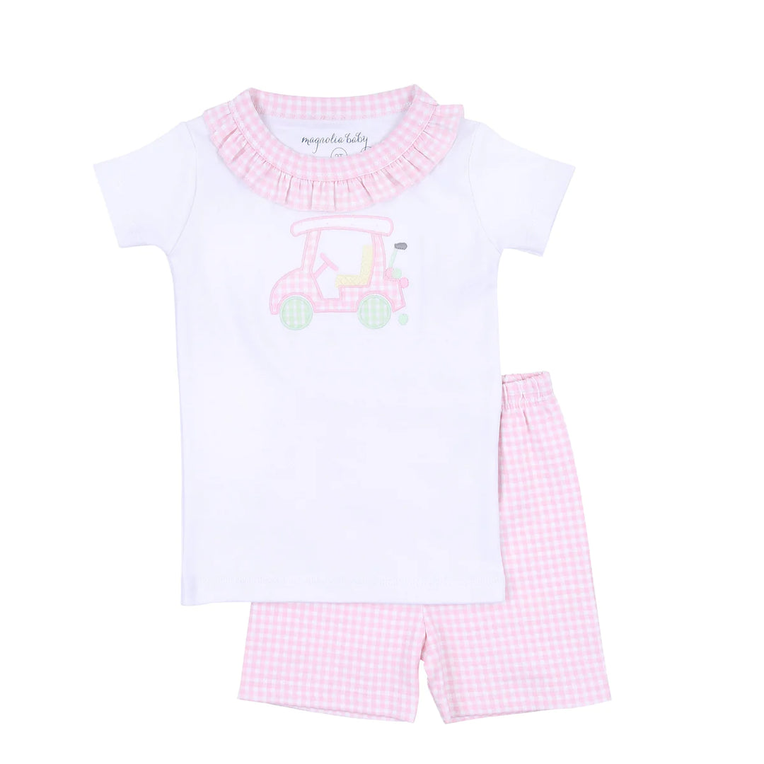 Little Caddie Applique Toddler Short Pajamas- Pink