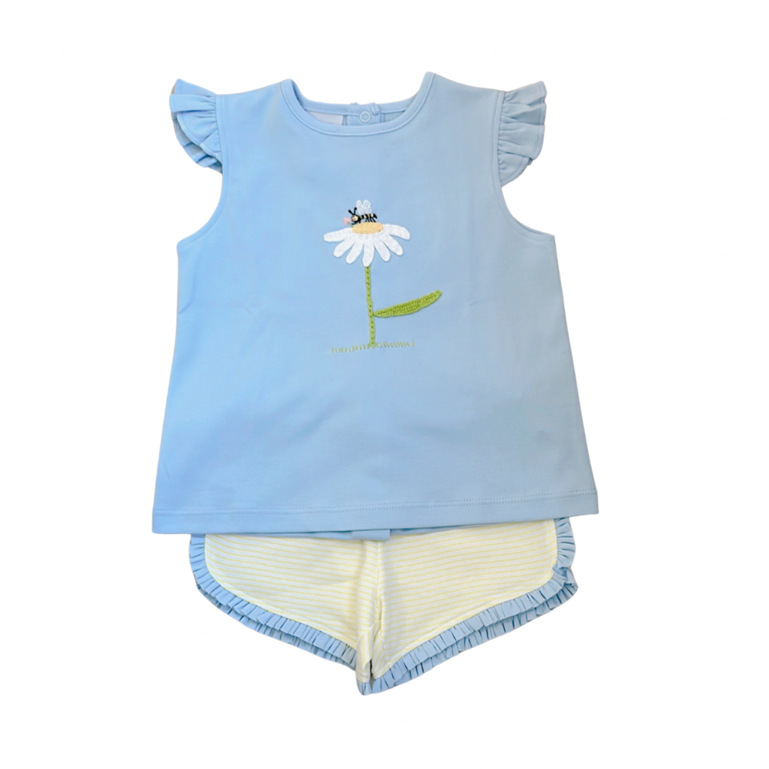 Flower and Daisy Applique Top and Short Set
