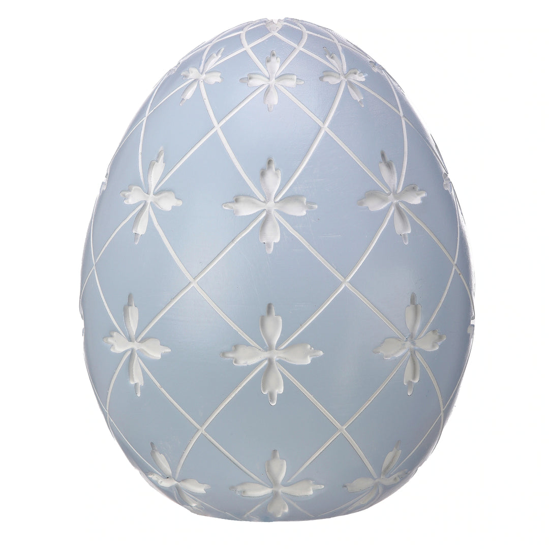Light Blue Lattice Cross Egg 4”