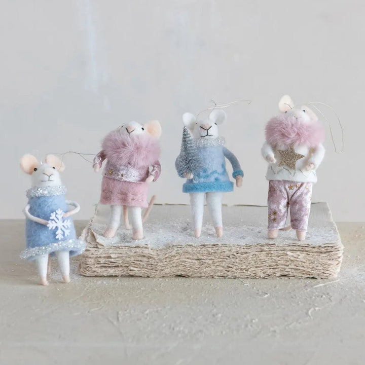 5" Wool Felt Mouse Ornament