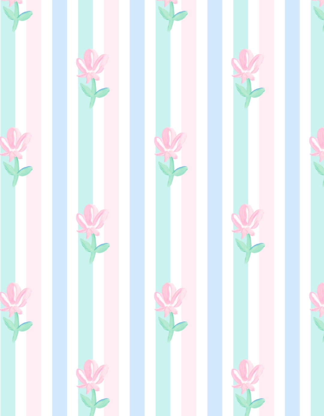 Dress- Knit Floral Pastel Stripe