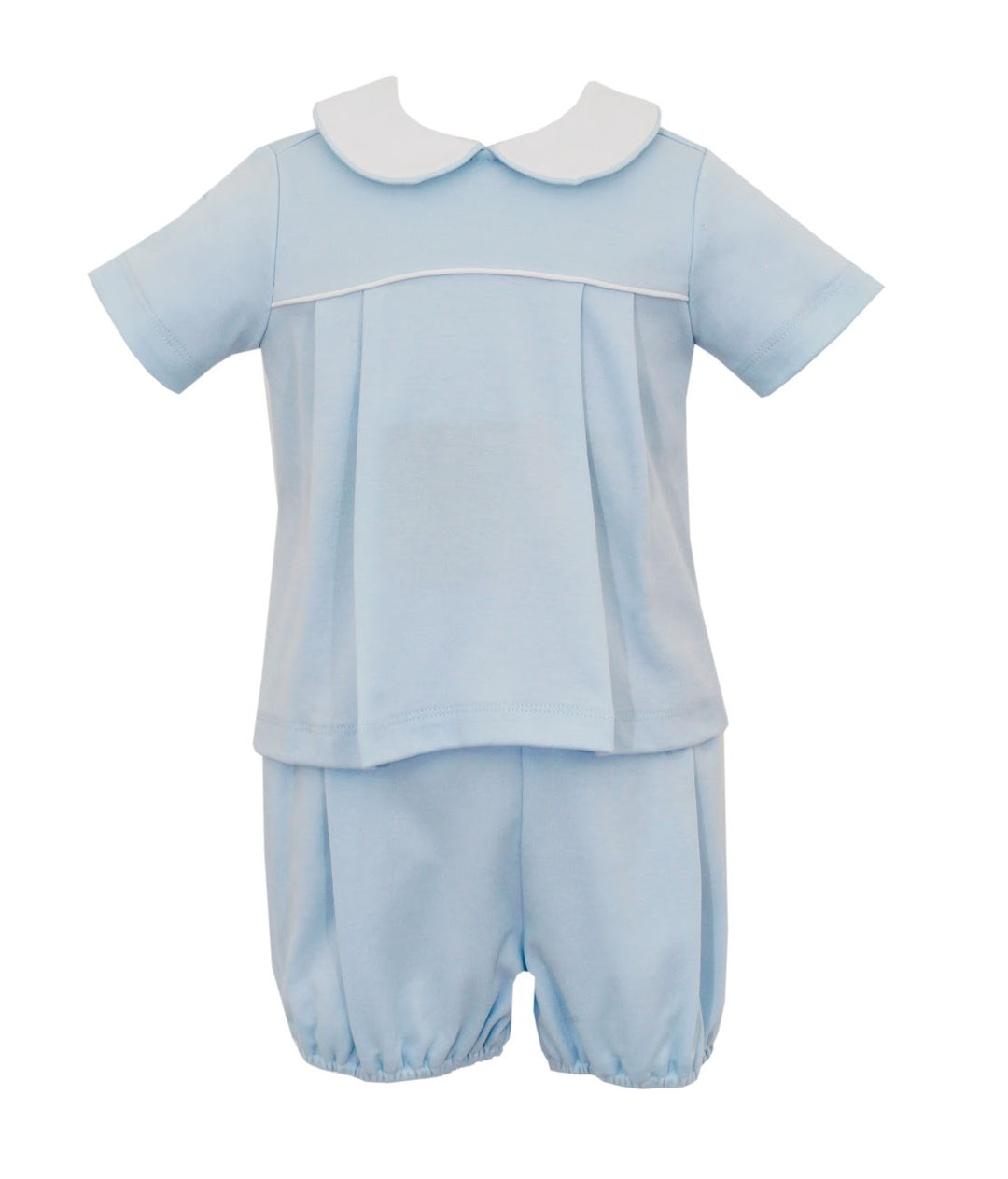 knit short sleeve diaper set- light blue