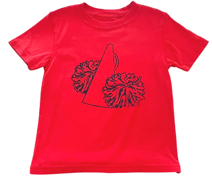 short sleeve red pom pom t-shirt sz2
