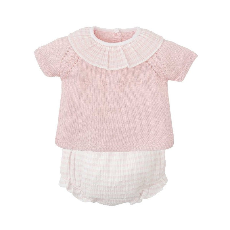 Sweater Diaper Set with Pink Stripe Details
