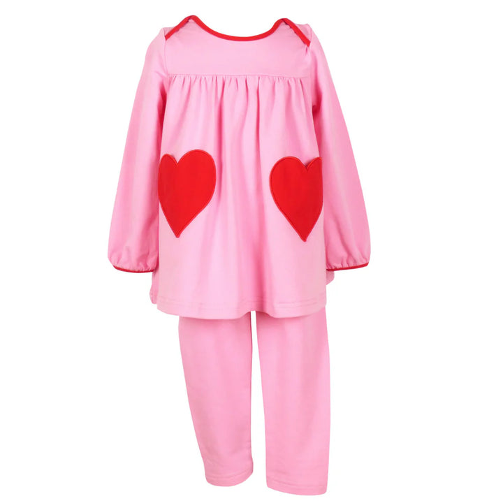 Tabby Tunic Set- Pink with Hearts