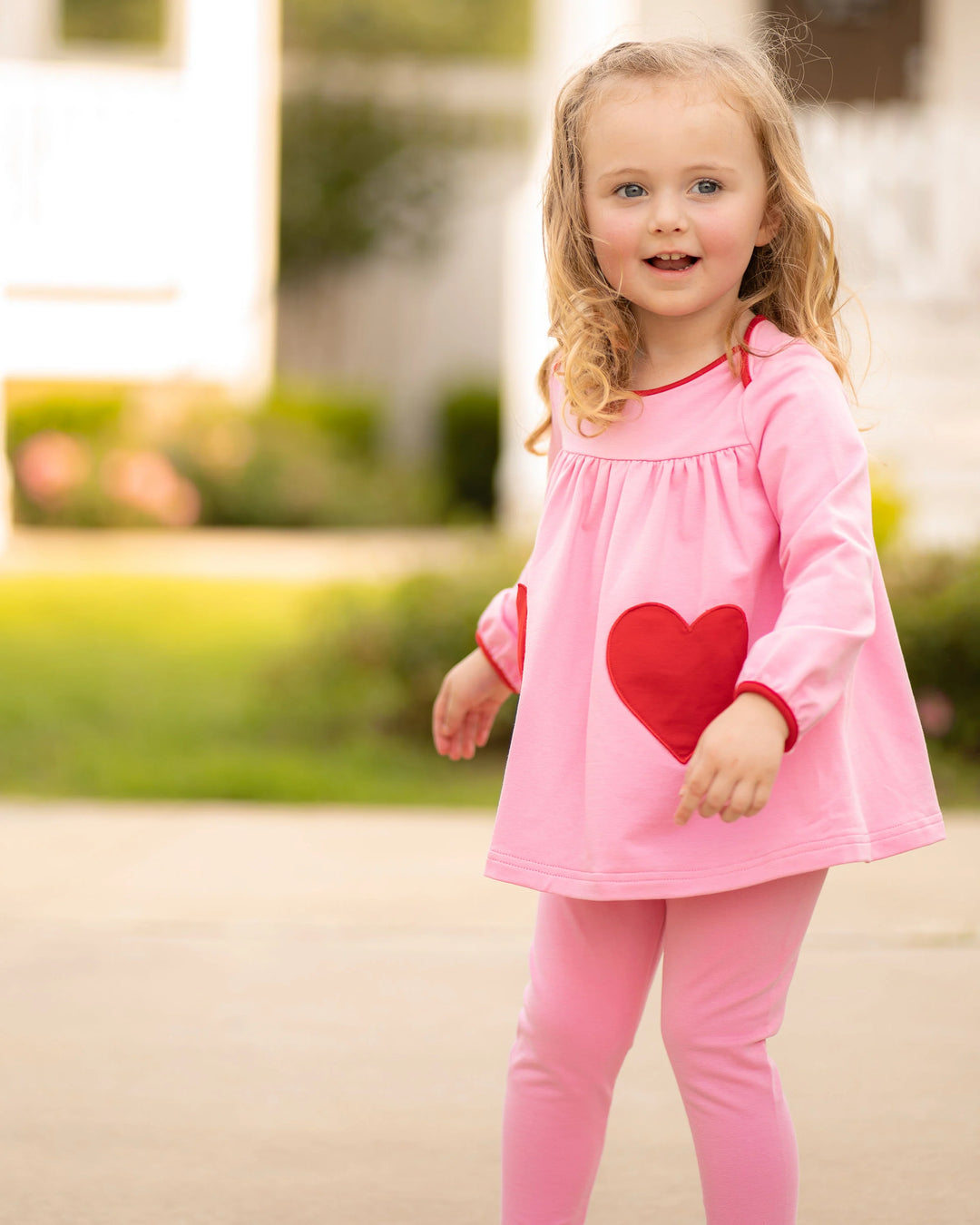 Tabby Tunic Set- Pink with Hearts