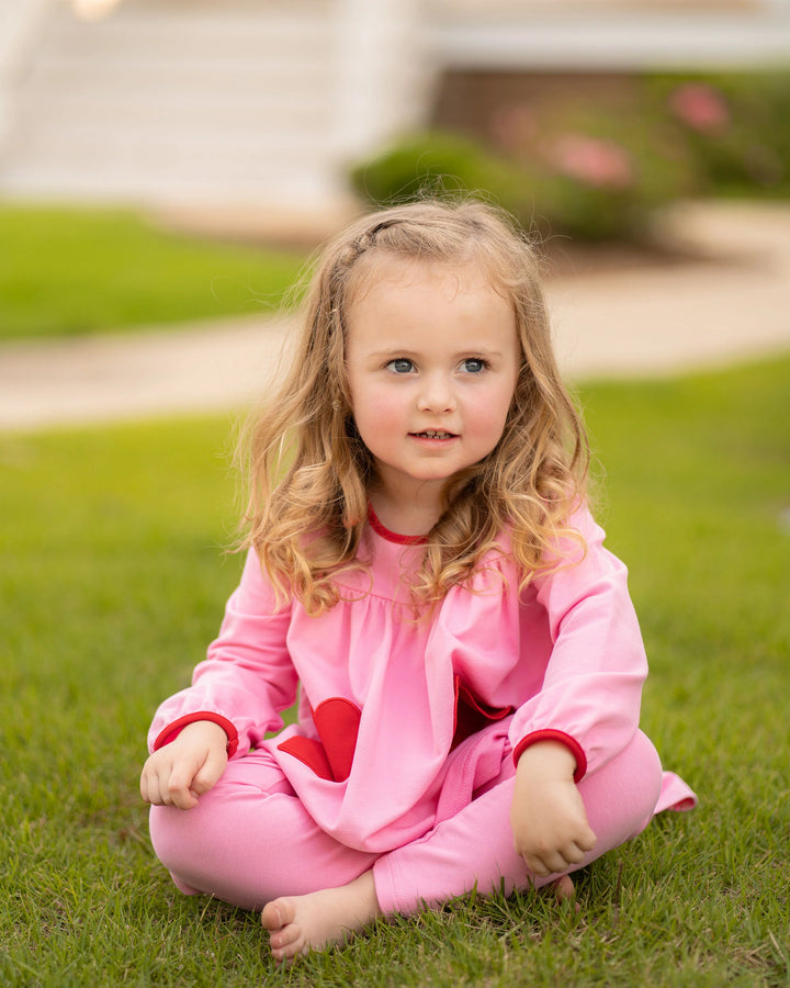 Tabby Tunic Set- Pink with Hearts