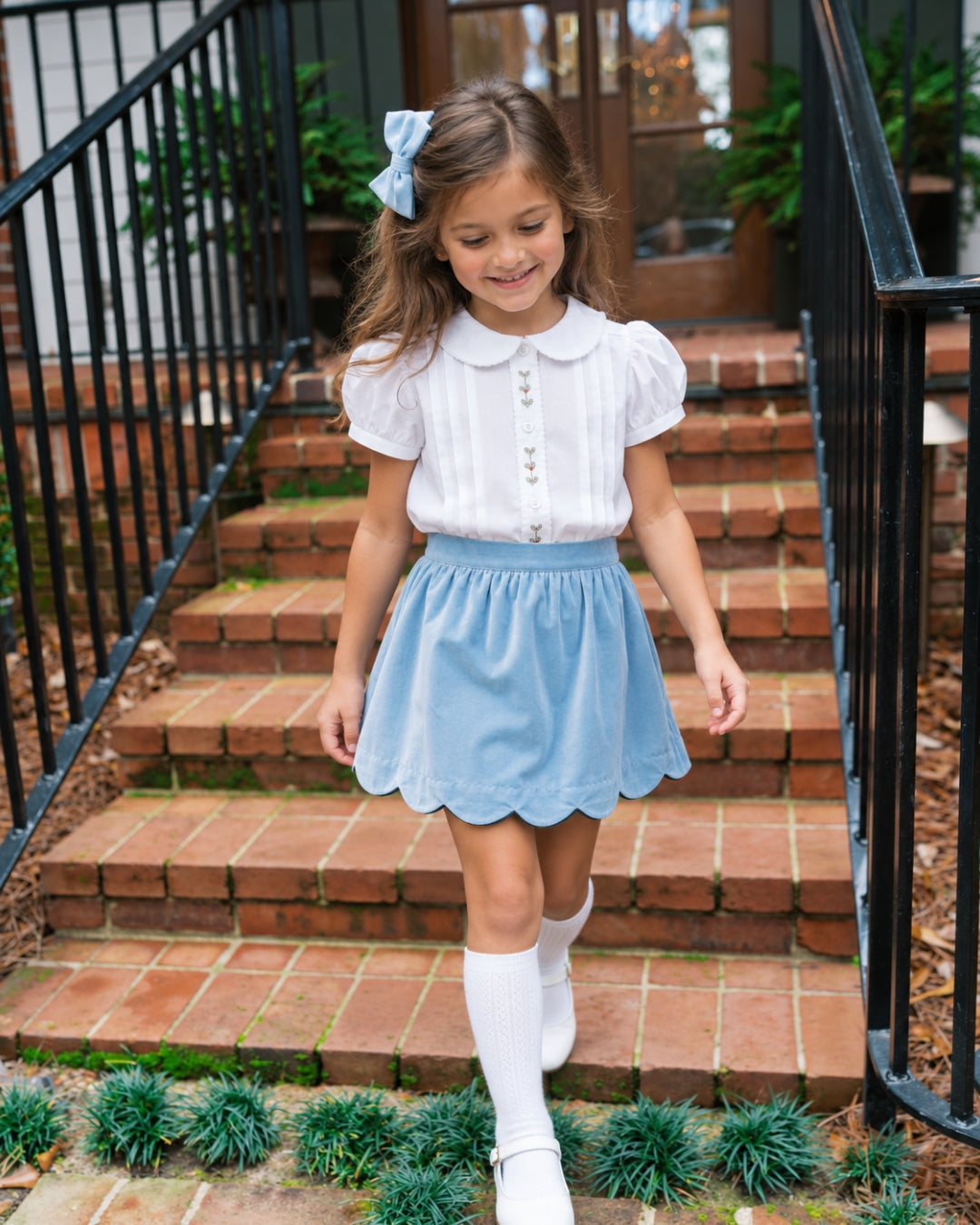 Beaufort Blue Velvet Skirt Set