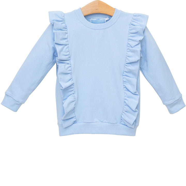 Laura Ruffle Pullover- Light Blue