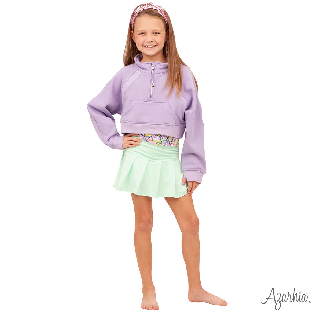Oversized Cropped 1/4 Zip Sweatshirt- Lavender
