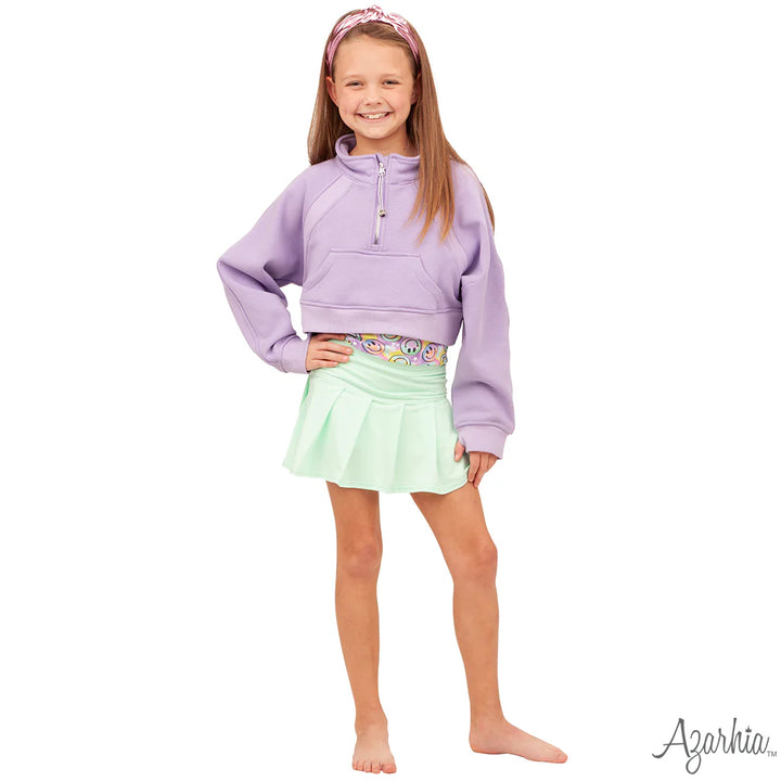 Oversized Cropped 1/4 Zip Sweatshirt- Lavender