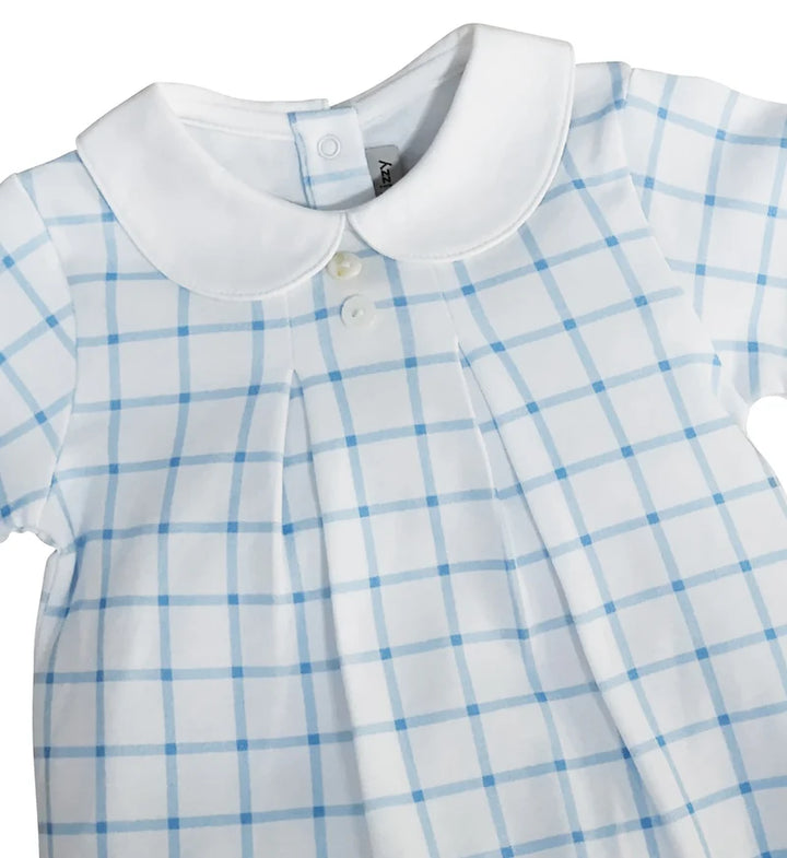 Boy Knit Blue Windowpane Bubble