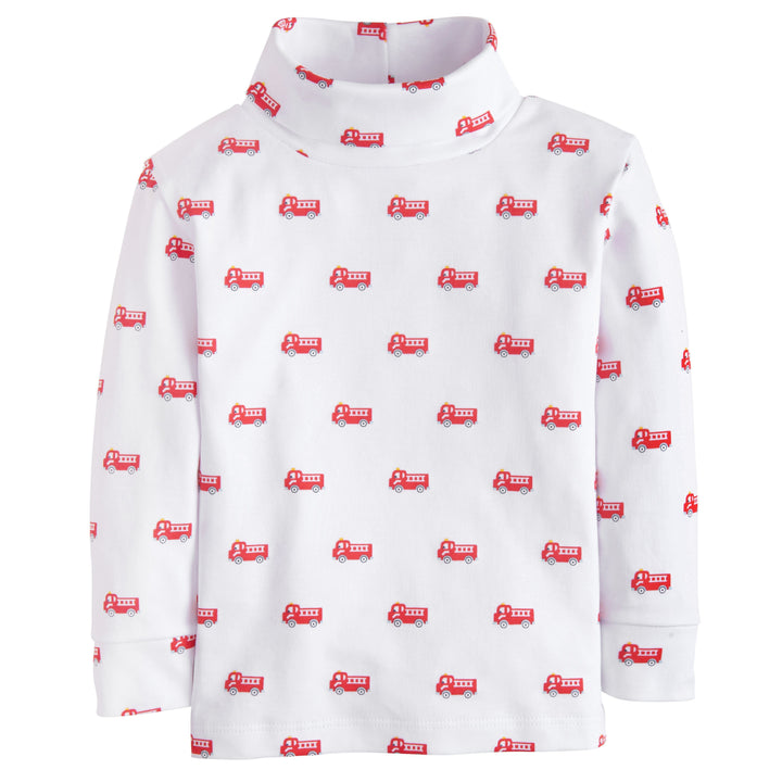 Printed Turtleneck- Fire Trucks