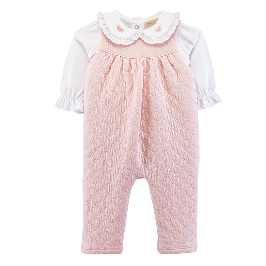 Delicate Roses Jacquard Collared Overalls