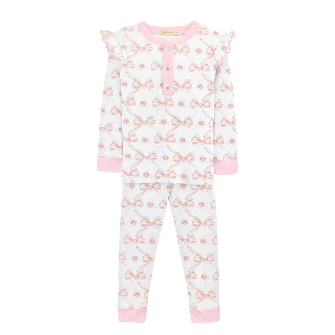 Bows and roses pj set with ruffle detail