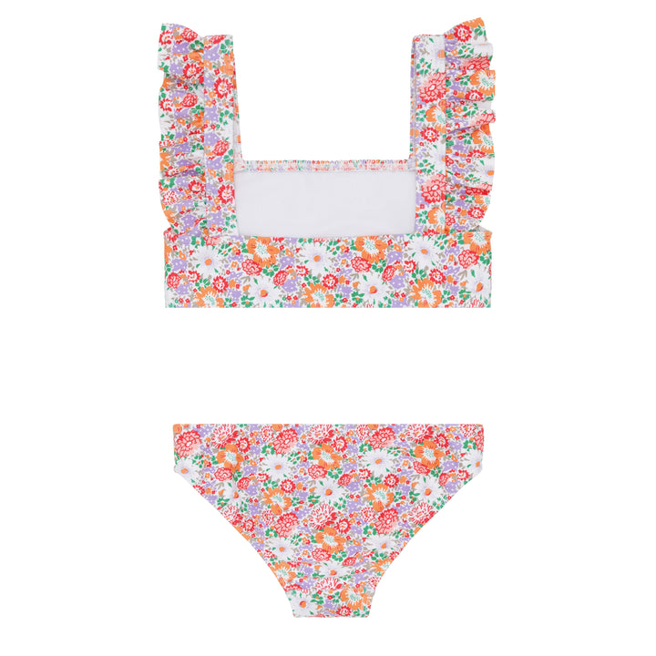 Island Blossom Smocked Ruffle Strap Bikini