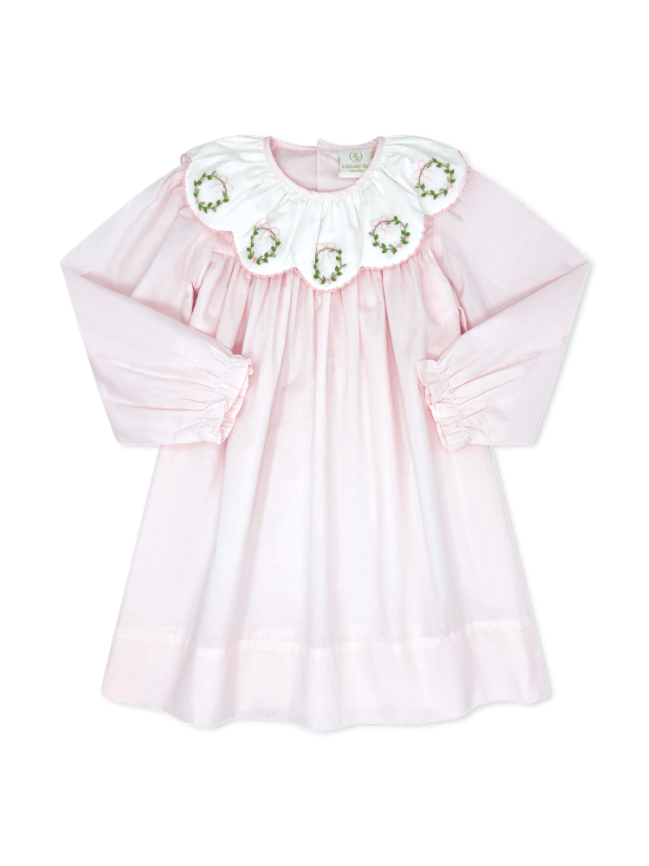 Chloe Dress- Pink Batiste, Wreath