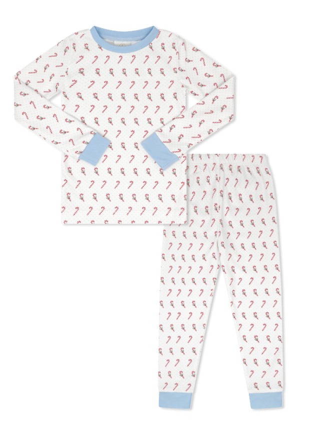 Sweet Pea PJ Set- Blue Candy Cane