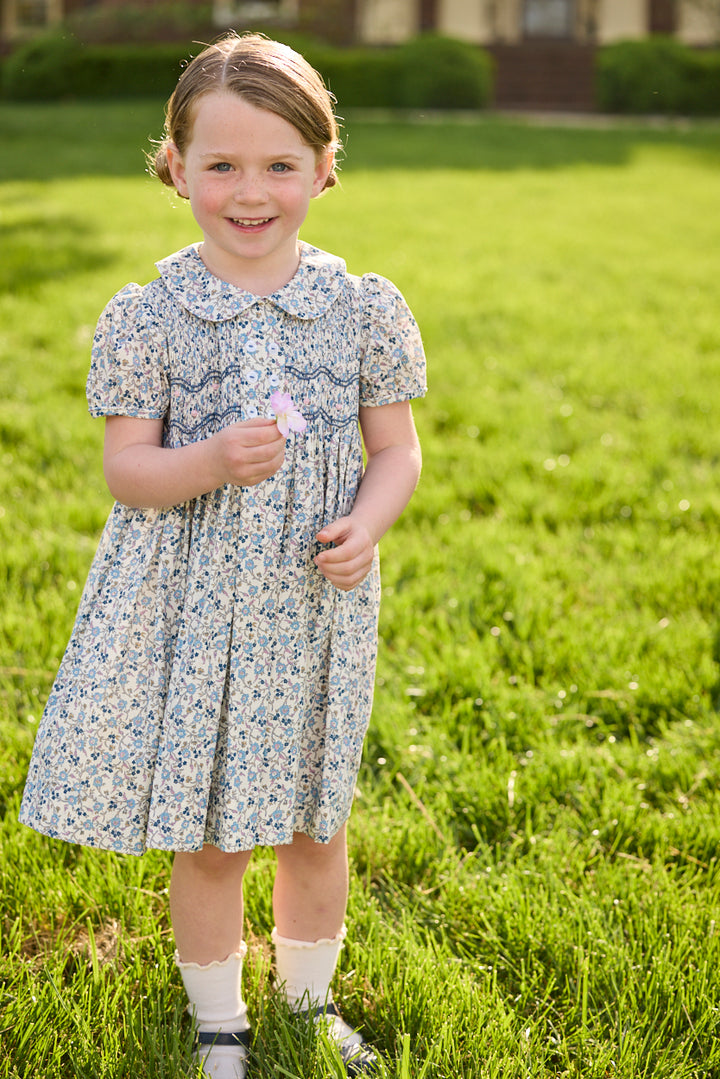 Smocked Bridget Dress- Wisteria Floral