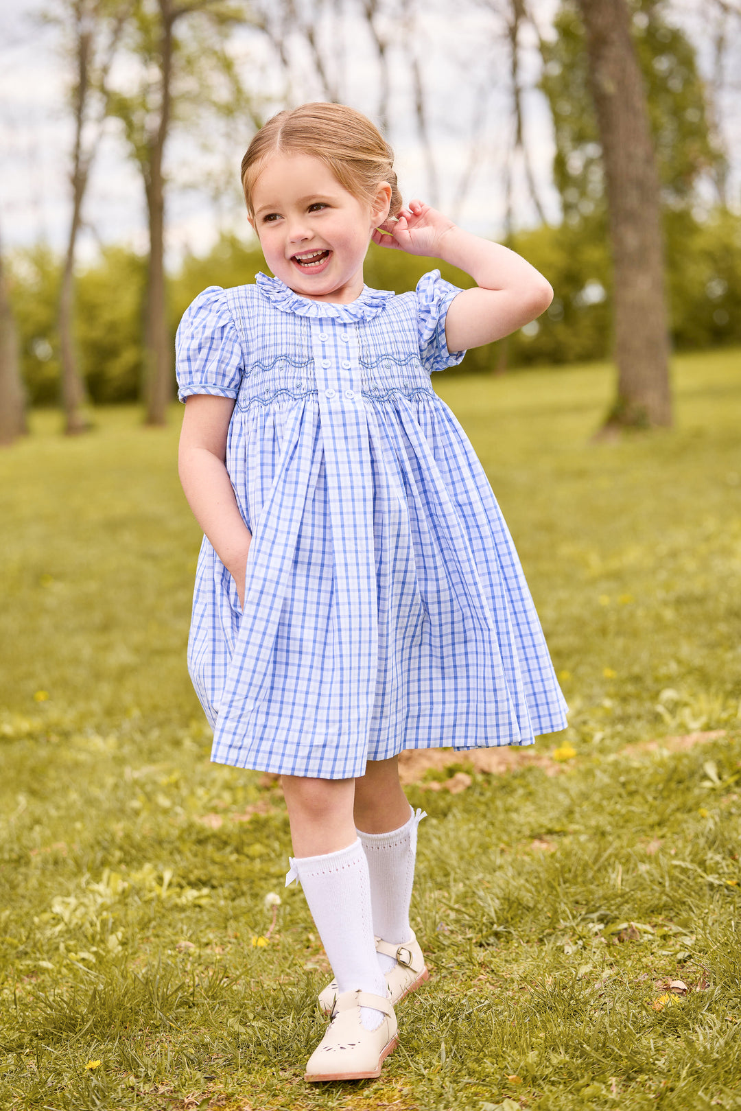Smocked Bridget Dress- Woodbury Plaid