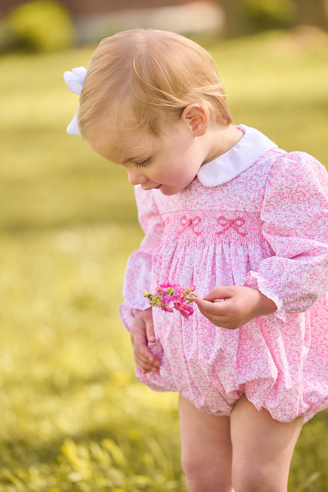 Smocked Natalie Bubble- Pink Vinings
